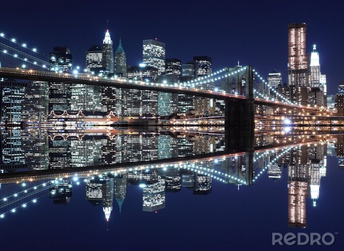Papier peint  Pont de Manhattan la nuit