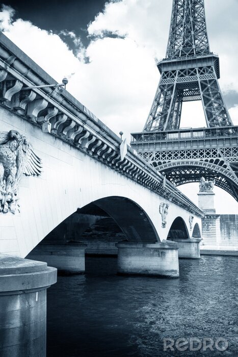 Papier peint  Pont de style rétro parisien