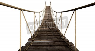 Papier peint  Pont en bois sur fond blanc