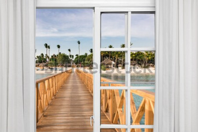 Papier peint  Pont en bois sur une plage