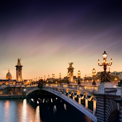 Papier peint  Pont illuminé à Paris