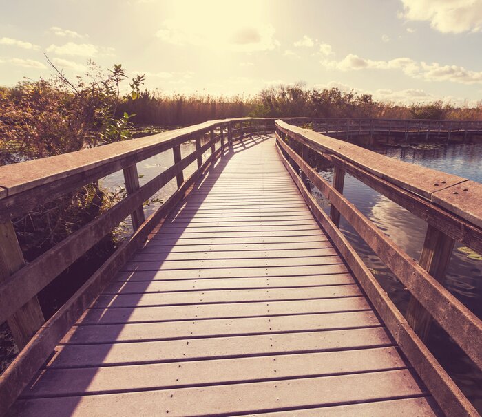 Papier peint  Pont qui tourne sur le lac