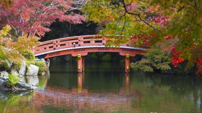 Papier peint  Pont rouge jardin japonais