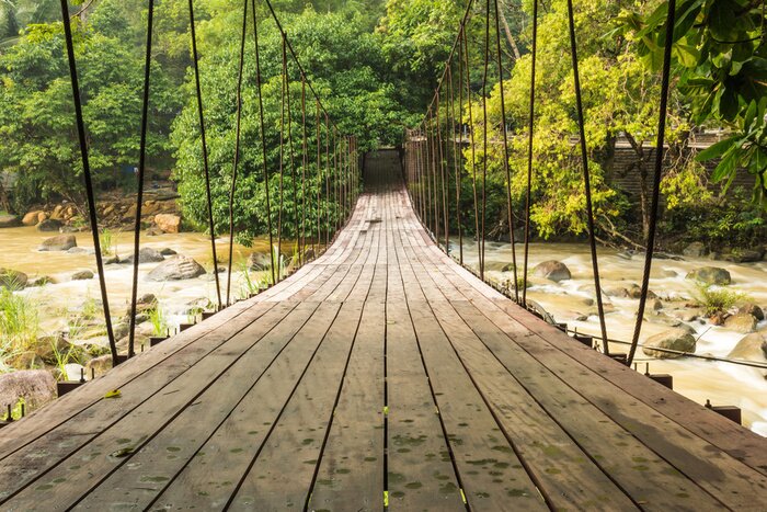 Papier peint  Pont suspendu eau agitée