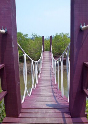 Papier peint  Pont suspendu en bois violet