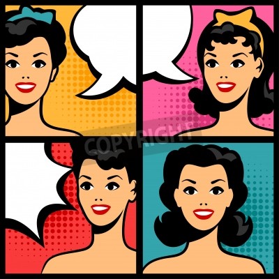 Papier peint  Pop art BD femme