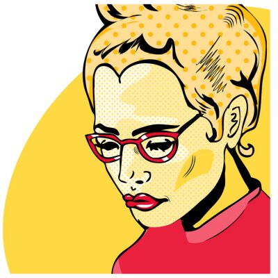 Pop Art Femme style de bande dessinée avec un point