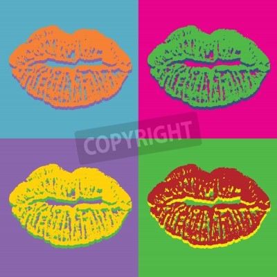 Papier peint  Pop art lèvres dans un collage