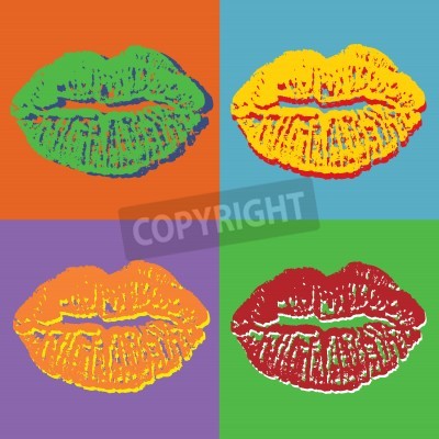 Papier peint  Pop art lèvres en couleur
