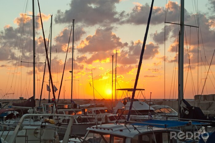 Papier peint  Port de voiliers en Israel