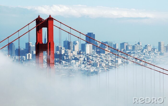 Papier peint  porte d'or et San Francisco sous le brouillard