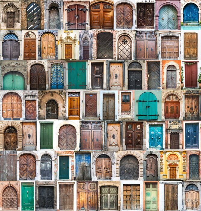 Papier peint  Portes multicolores