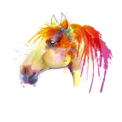 Papier peint  Portrait d'un cheval avec des rubans de couleur