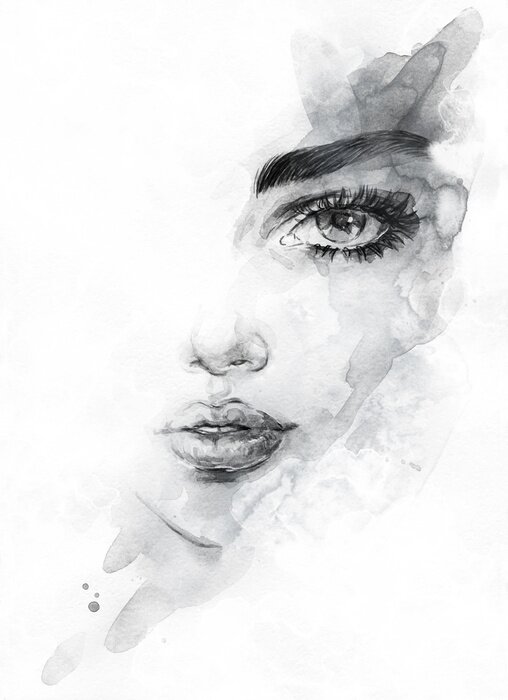 Papier peint  Portrait d'une belle femme illustration ombragée