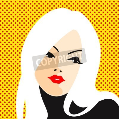 Papier peint  Portrait d'une femme blonde pop art