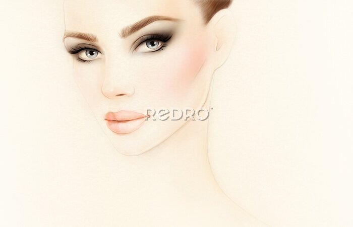 Papier peint  Portrait de femme délicatement peint