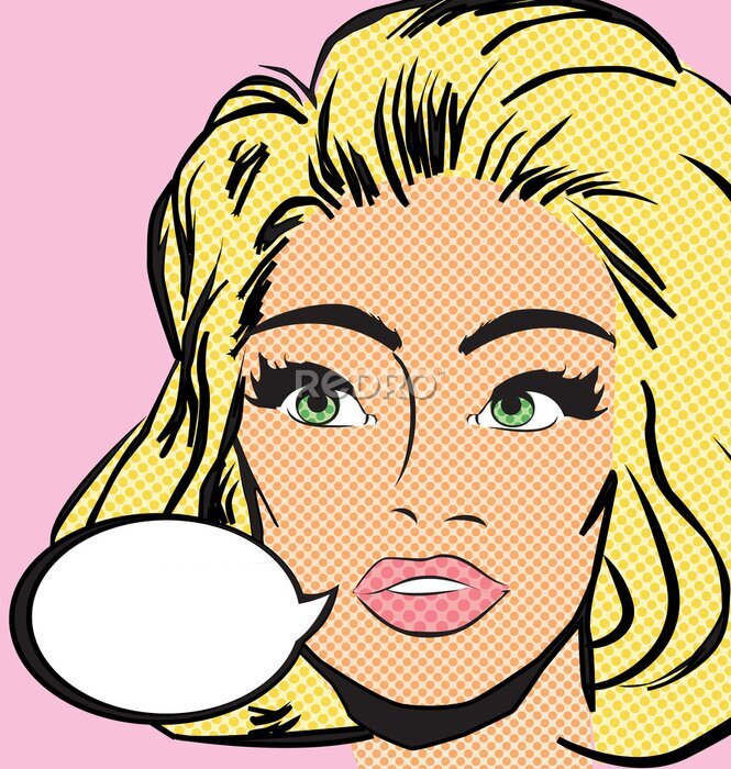 Papier peint  Portrait de femme en style bande dessinée