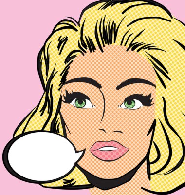 Papier peint  Portrait de femme en style bande dessinée