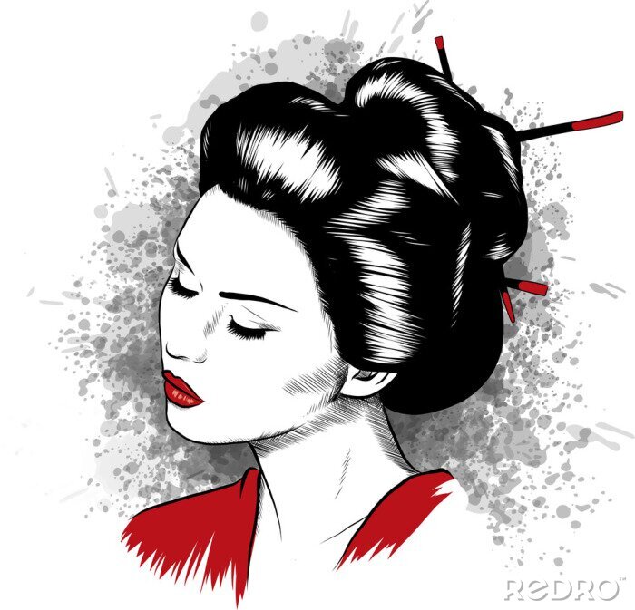 Papier peint  Portrait de geisha d'Orient