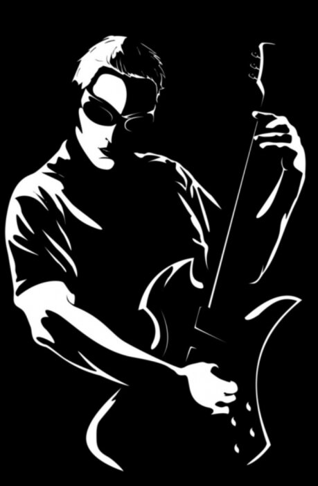 Papier peint  Portrait du jeune homme avec une guitare