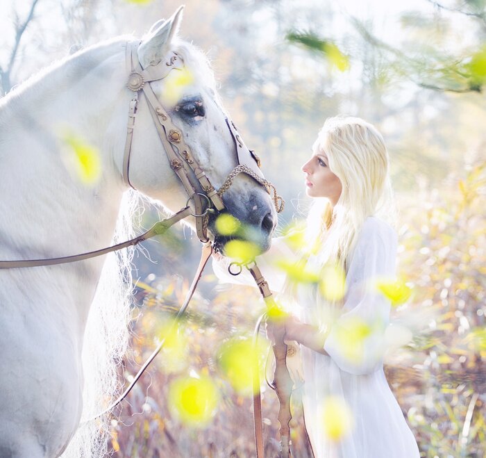 Papier peint  Portrait femme avec un cheval