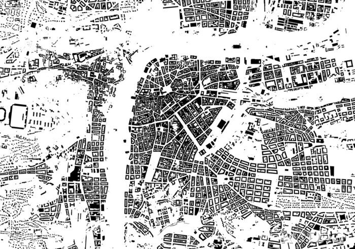 Papier peint  Prague noir blanc plan de la ville - la texture rue