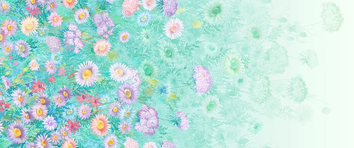 Papier peint  Prairie fleurie au printemps