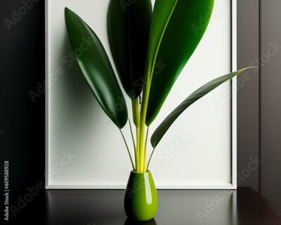Papier peint  Product photo of a strelitzia plant with large green leaves against a white background