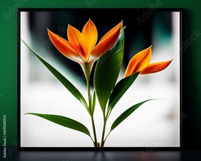 Papier peint  Product photo of a strelitzia plant with large green leaves against a white background
