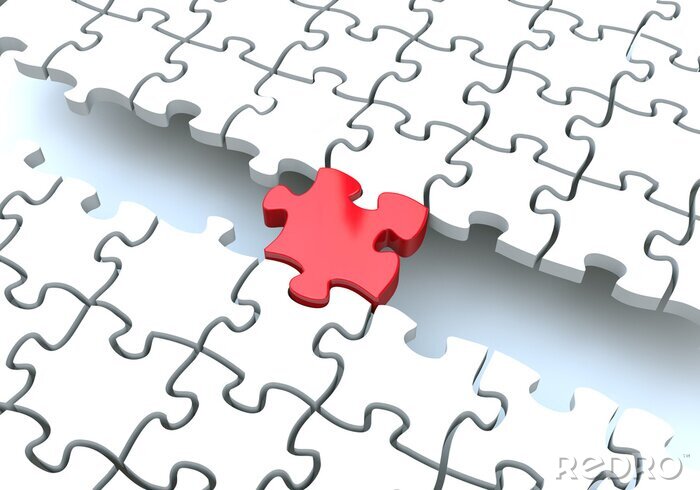 Papier peint  Puzzle rouge en 3D