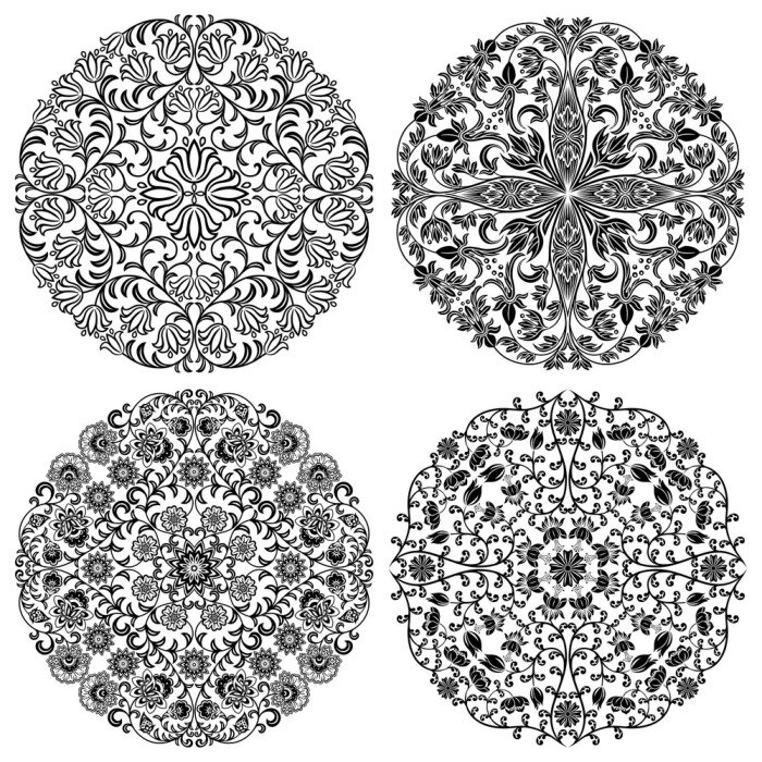 Papier peint  Quatre ornements floraux