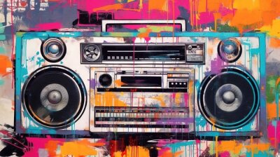 Papier peint  Radio vintage coloré dans le style pop art