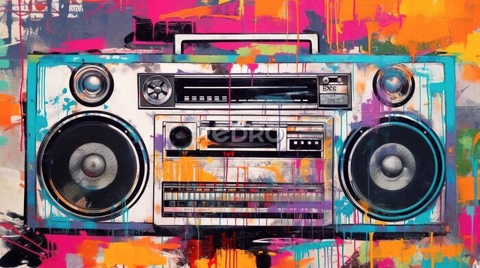 Papier peint  Radio vintage coloré dans le style pop art
