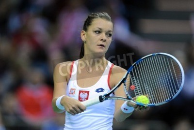 Papier peint  Radwanska en train de servir pendant un match