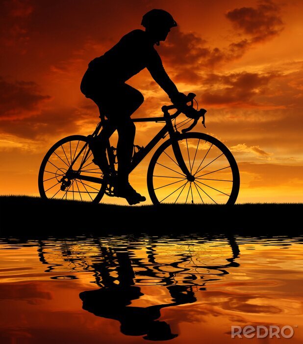 Papier peint  Randonnée à vélo au coucher du soleil