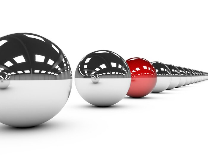 Papier peint  Rangée de sphères brillantes