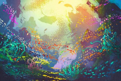 Papier peint  Récif corallien arc-en-ciel