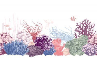 Papier peint  Récif corallien aux couleurs pastel