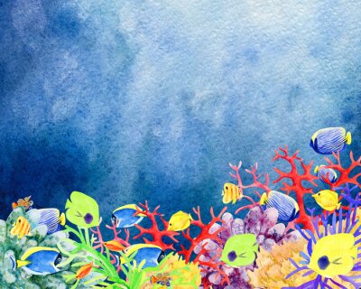 Papier peint  Récif corallien néon pour enfants