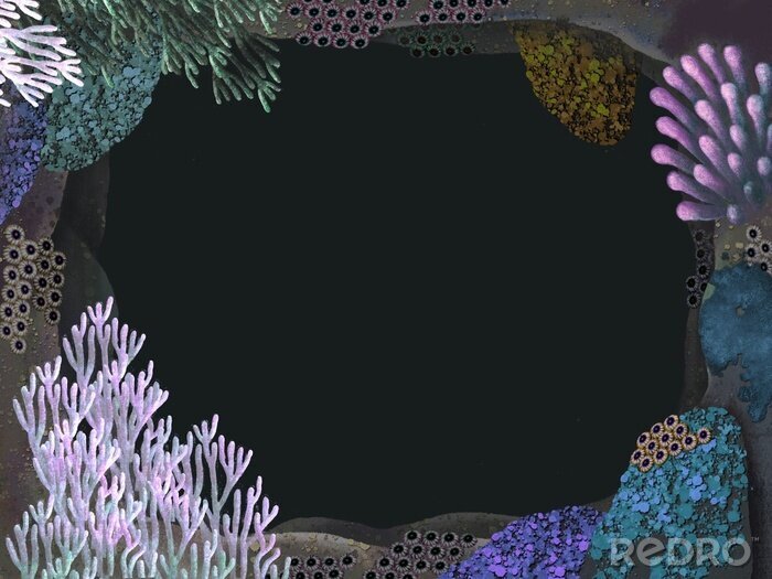 Papier peint  Récif de corail sur fond noir