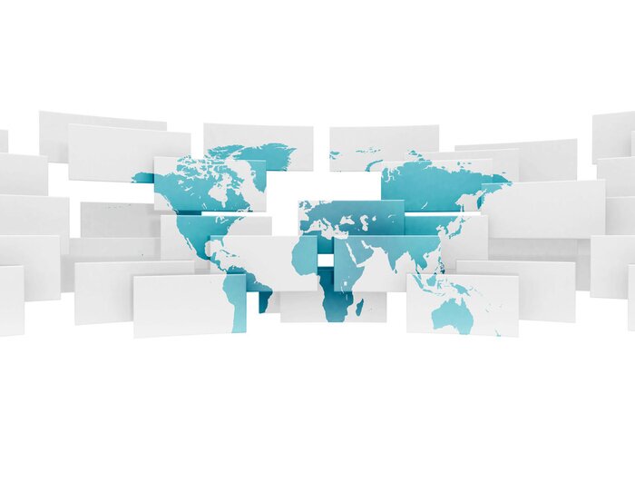 Papier peint  Rectangles 3D et mappemonde