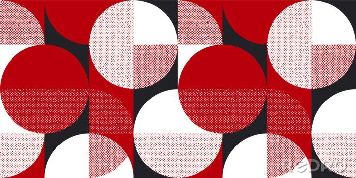 Papier peint  Red and black bauhaus style seamless pattern