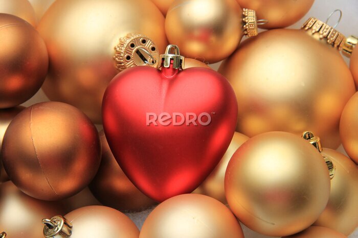 Papier peint  Red ornement de Noël en forme de coeur