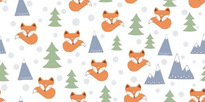 Papier peint  Renards endormis version style scandinave
