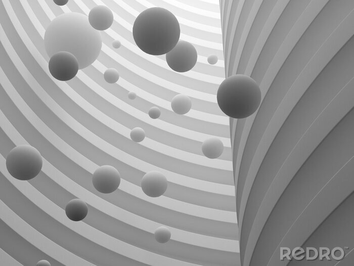 Papier peint  Représentation abstraite de sphères dans un tunnel