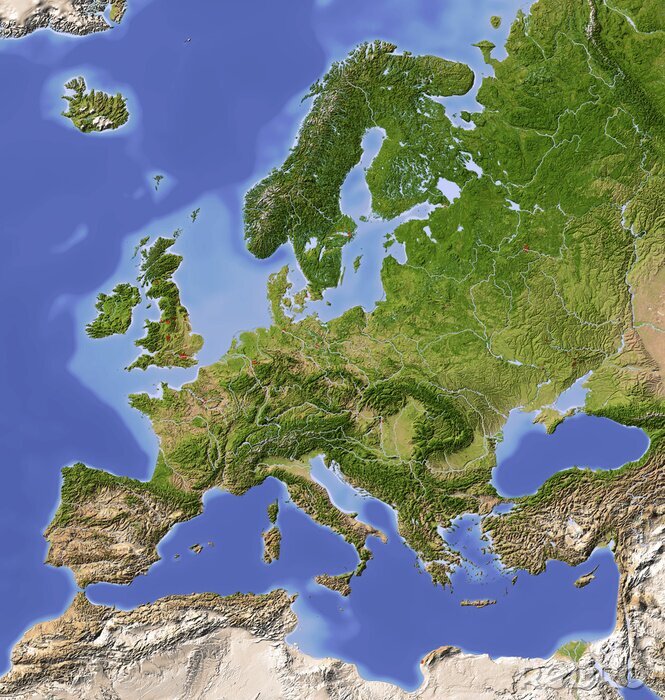Papier peint  Représentation réaliste de la carte de l'Europe