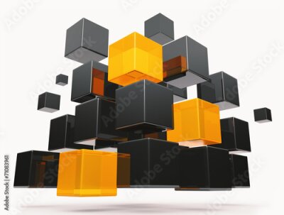 Papier peint  Résumé 3D architectural de cubes réfléchissants