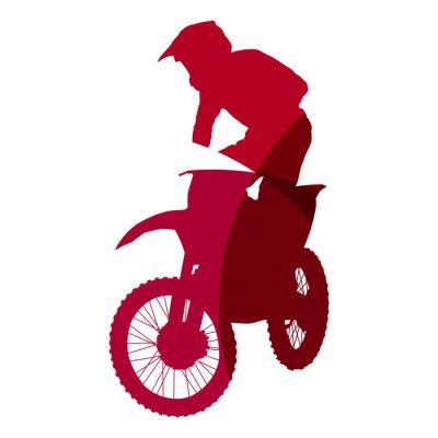 Résumé coureur de motocross rouge silhouette géométrique