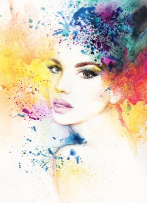 Résumé, femme, portrait. Illustration aquarelle