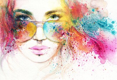 Résumé, femme, portrait. Illustration aquarelle